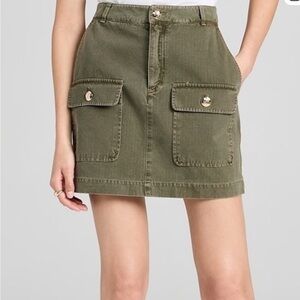 Anine Bing Aliza Army Green Skirt with Gold Accents